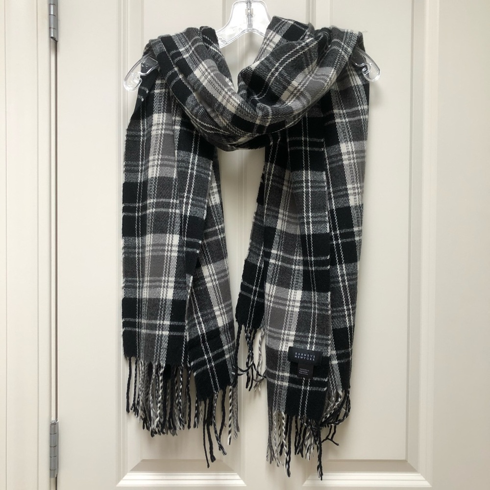 Barney’s New York black and white plaid scarf